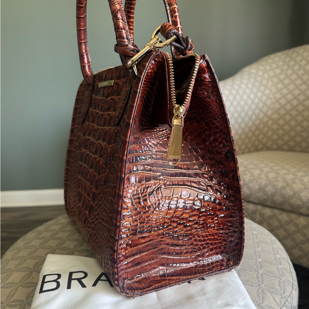 Brahmin Caroline Pecan Melbourne Genuine Leather Tote & Matching Wristlet/Wallet - Picture 3 of 12